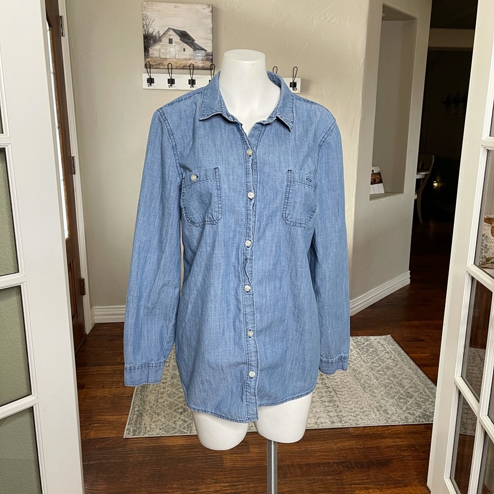 Denim Front Button Top